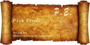 Pick Ernő névjegykártya